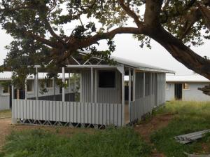 The finished building, clad  with corrugated iron